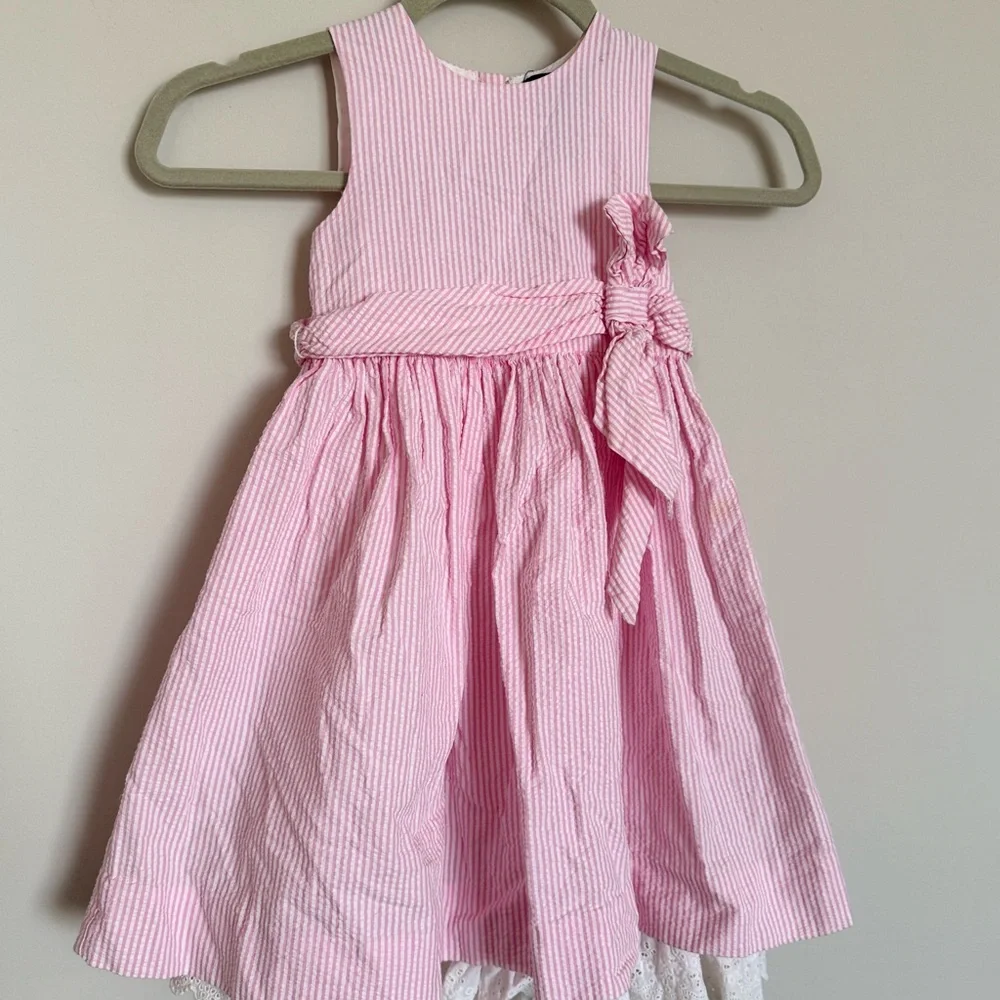 Ralph Lauren Girls Pink Seersucker Dress Size 4T